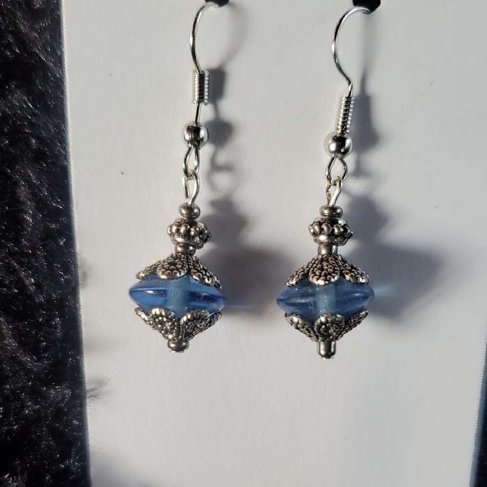 Elegant Silver and Blue Dangle Earrings